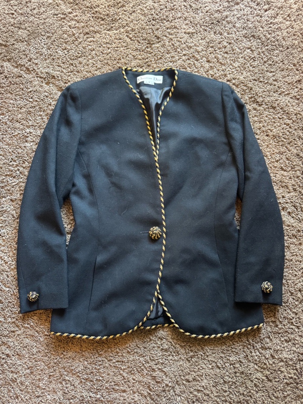 Christian Dior Black Gold Rope-Trimmed Blazer